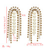 E-5601 Fashion Rhinestone Pearl Arched Double Tassel Earring for Woman