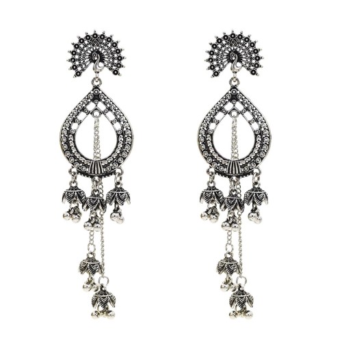 E-5610 Bohemia new water drop hollow peacock fringed gold and silver two popular ladies earrings