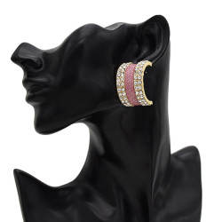 E-5611 European And American Style Fashion Rhinestone Earrings Alloy Semicircle Design Jewelry Earrings