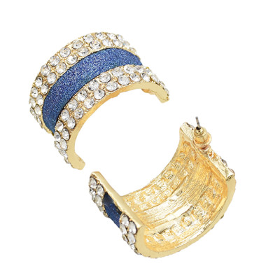 E-5611 European And American Style Fashion Rhinestone Earrings Alloy Semicircle Design Jewelry Earrings