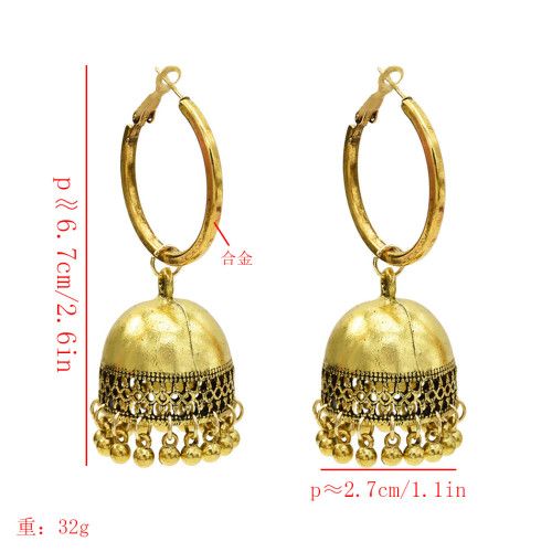 E-5614 European and American new style gold and silver bell tassel ladies small pendant earrings