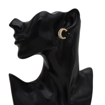 E-5619 Fashion Round Rhinestone Ear Pin Earring Jewelry Simple Style Jewelry