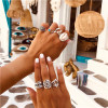 R-1517 4 Styles Retro Eye Shell Snake Shape Ring Set Hollow Carved Ring for Woman