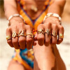 R-1517 4 Styles Retro Eye Shell Snake Shape Ring Set Hollow Carved Ring for Woman