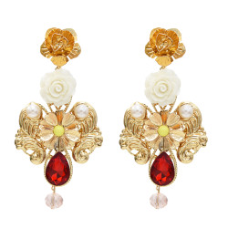 E-5625 2 Color Pearl Earrings Flowers Simple Fashion Generous Wedding Jewelry