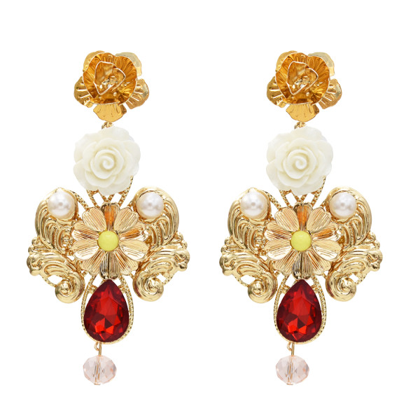 E-5625 2 Color Pearl Earrings Flowers Simple Fashion Generous Wedding Jewelry