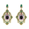 E-5627 Fashion vintage Turkish geometric colorful gems ancient gold silver delicate diamond ladies earrings bohemian jewelry