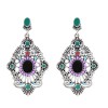 E-5627 Fashion vintage Turkish geometric colorful gems ancient gold silver delicate diamond ladies earrings bohemian jewelry