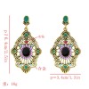 E-5627 Fashion vintage Turkish geometric colorful gems ancient gold silver delicate diamond ladies earrings bohemian jewelry