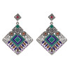 E-5628 Fashion Vintage Turkish Cambodian Style Silver Gold Alloy Geometric Colorful Earrings