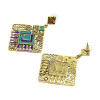E-5628 Fashion Vintage Turkish Cambodian Style Silver Gold Alloy Geometric Colorful Earrings