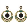 E-5630 Vintage  Alloy Micro Inlaid Rhinestone Hollow Round Earrings Personalized Fashion Oval Earrings Jewelry