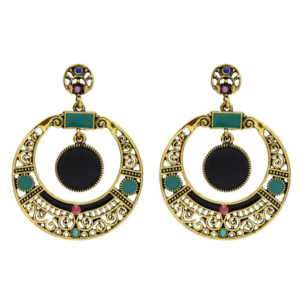 E-5630 Vintage  Alloy Micro Inlaid Rhinestone Hollow Round Earrings Personalized Fashion Oval Earrings Jewelry