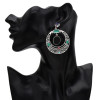 E-5630 Vintage  Alloy Micro Inlaid Rhinestone Hollow Round Earrings Personalized Fashion Oval Earrings Jewelry