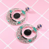 E-5630 Vintage  Alloy Micro Inlaid Rhinestone Hollow Round Earrings Personalized Fashion Oval Earrings Jewelry