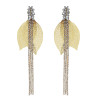 E-5635 Fashion New Gold and Silver Hollow Leaf Long Tassel Earrings Rhinestone Earrings for Woman
