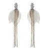 E-5635 Fashion New Gold and Silver Hollow Leaf Long Tassel Earrings Rhinestone Earrings for Woman