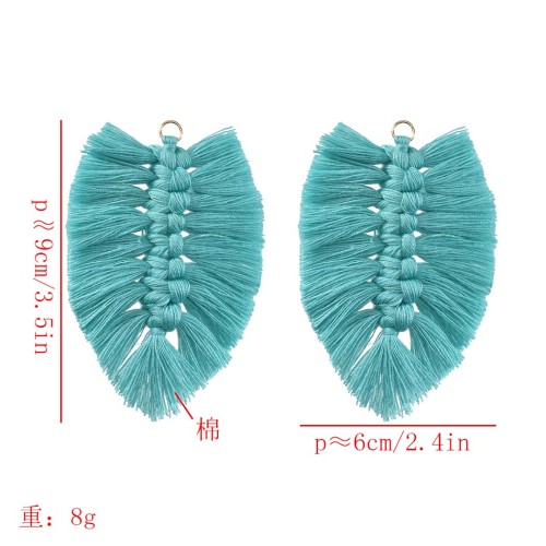 E-5640   1 pairs Bohemian Six Color Silk cotton Knot Leaf Earrings Women's DIY Tassel Earrings