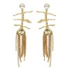E-5637 New simple metal leaf inlaid pearl earrings European and American fashion flower long tassel earrings net red Jewlry