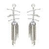 E-5637 New simple metal leaf inlaid pearl earrings European and American fashion flower long tassel earrings net red Jewlry