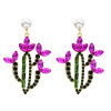 E-5639 Fashion Acrylic Drilling Pearl Cactus Shape Drop Dangle Earring Cute Party Earring