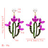 E-5639 Fashion Acrylic Drilling Pearl Cactus Shape Drop Dangle Earring Cute Party Earring