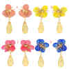 E-5642 4 Colors Fashion Simple Flower-shaped Earring Alloy Drop-shaped Jewelry