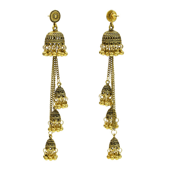 E-5643 2020 Women's Boho Geometric Long Chain Vintage personality Tassel Earrings  Elegant Metal Bell Earrings