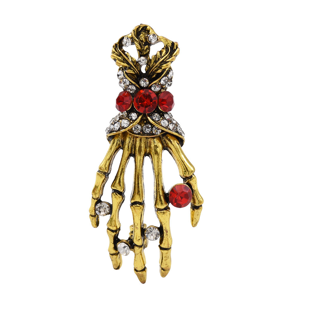 Fashion Hand shape Diamond open crystal female chain tassel brooch