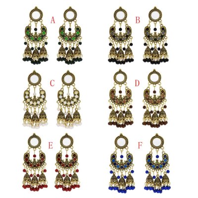 E-5644 Bohemia new six colors beads bride bridesmaid wedding bell tassel earrings