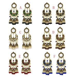 E-5644 Bohemia new six colors beads bride bridesmaid wedding bell tassel earrings