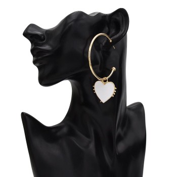 E-5649 Love Drop Heart Hoop Earrings Women Girl Gold Hoop Stud Earring