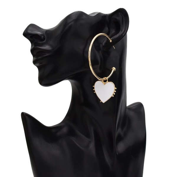 E-5649 Love Drop Heart Hoop Earrings Women Girl Gold Hoop Stud Earring