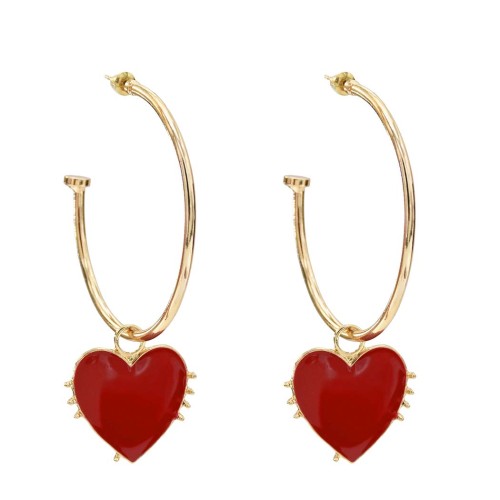 E-5649 Love Drop Heart Hoop Earrings Women Girl Gold Hoop Stud Earring