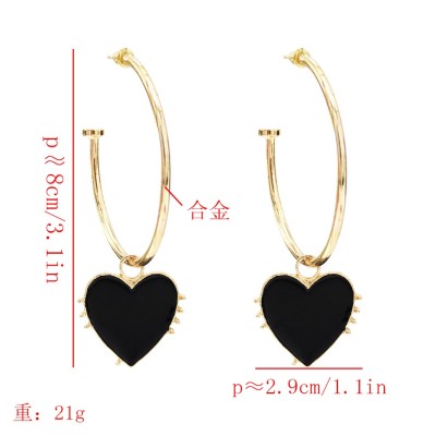 E-5649 Love Drop Heart Hoop Earrings Women Girl Gold Hoop Stud Earring