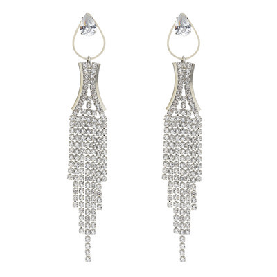 E-5648 Diamond Rhinestone Drop-Shaped Elegant Temperament Tassel Earrings Party Accessories
