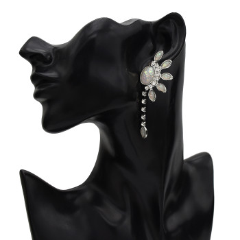 E-5650 Rhinestone Flower Dangle Earrings for Women Wedding Ear Jewelry