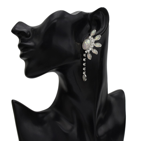 E-5650 Rhinestone Flower Dangle Earrings for Women Wedding Ear Jewelry