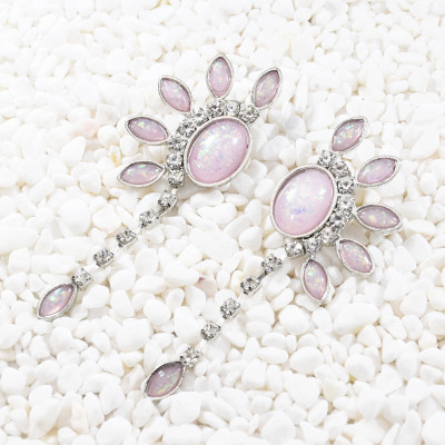 E-5650 Rhinestone Flower Dangle Earrings for Women Wedding Ear Jewelry