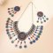 N-7331 Women Bohemia Jewelry Set Rhinestone Coin Tassel Dancing Earrings Necklace Hair Dangle Set