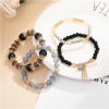 B-1009 5 Colors Multilayer Beaded Stretch Bracelets Set for Woman Party Jewelry