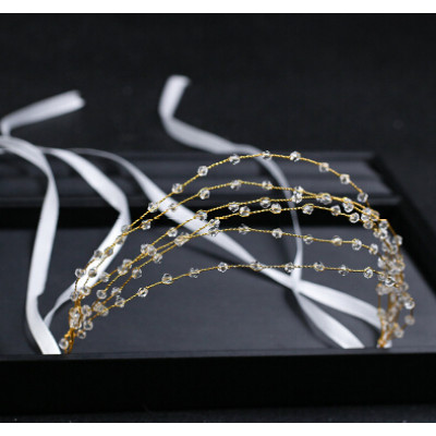 F-0723 Handmade Bridal Multi-layers Acrylic Beaded Headbands Headdress Wedding Hair Jewelry Accessories