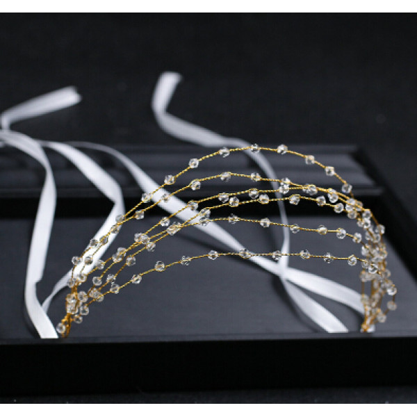 F-0723 Handmade Bridal Multi-layers Acrylic Beaded Headbands Headdress Wedding Hair Jewelry Accessories
