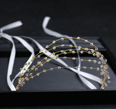 F-0723 Handmade Bridal Multi-layers Acrylic Beaded Headbands Headdress Wedding Hair Jewelry Accessories