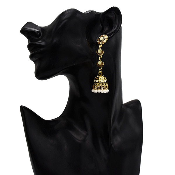 E-5653 2020 Trendy Six Colors Beads Gold Bell Tassel Earrings For Woman Jewelry Accessory