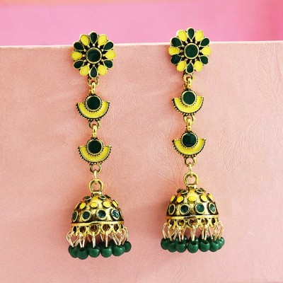 E-5653 2020 Trendy Six Colors Beads Gold Bell Tassel Earrings For Woman Jewelry Accessory