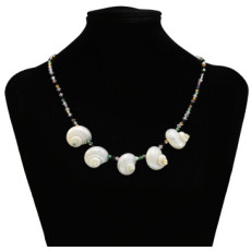 N-7333 Bohemian Natural Sea Shells Pendant Necklace Acrylic Beads Chain Necklace Women Handmade Summer Jewelry