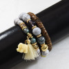 B-0839 3 Pcs/Set Bohemian Acrylic Beaded Bracelets  Pendant For Women Charming Jewelry Accessory