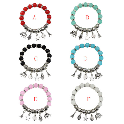 B-1013 High-quality natural opal crystal single-layer beaded retro silver bracelet exquisite ball  bracelet Jewerly for women