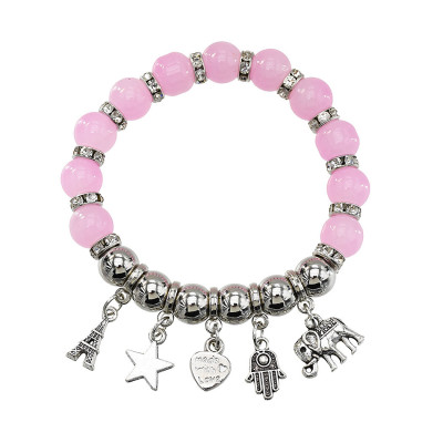 B-1013 High-quality natural opal crystal single-layer beaded retro silver bracelet exquisite ball  bracelet Jewerly for women